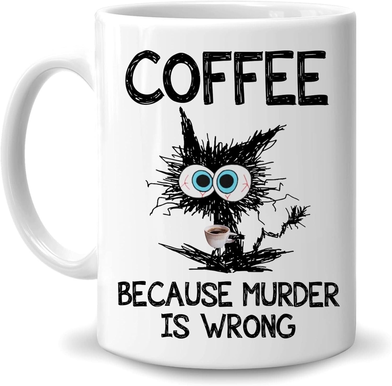 Funny Gifts for Coffee Addict Cat Lover Owner Mom Dad - Birthday Christ