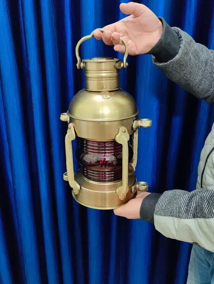 Set of 2 Antique Anchor Oil Lamp, Vintage Marine Lantern, Nautical Ship Oil Lamp - Image 4 of 4