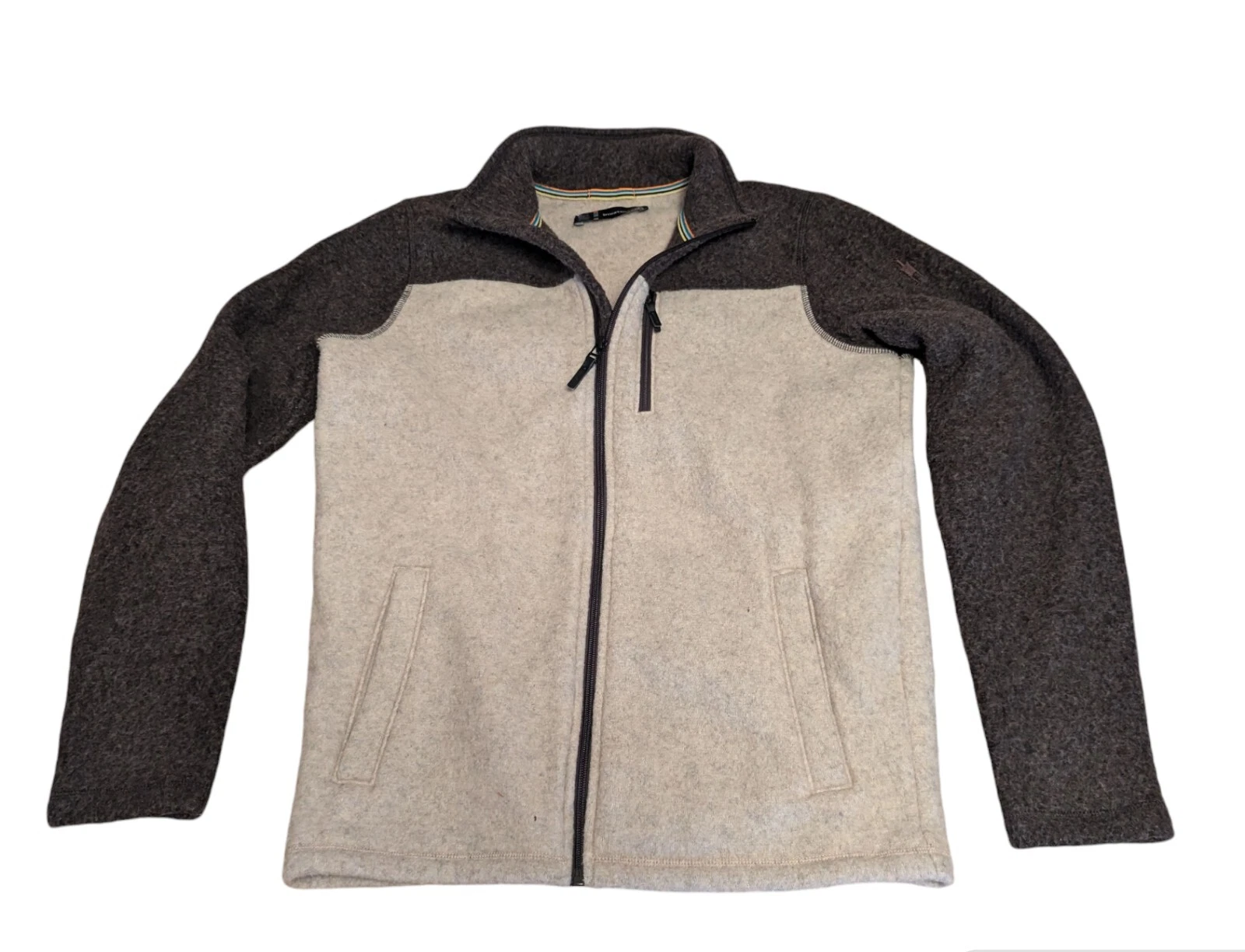 smartwool beige wool blend hudson trail full zip jacket