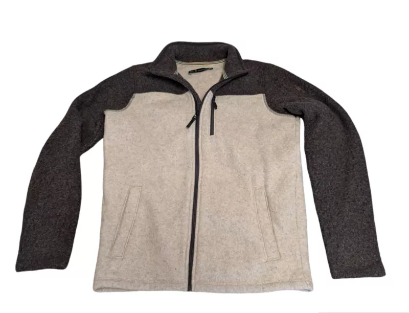 smartwool beige wool blend hudson trail full zip jacket