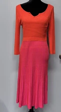 Monroe & Main Sweater Dress  Orange/Hot Pink Fit and Flare Medium Ribbed