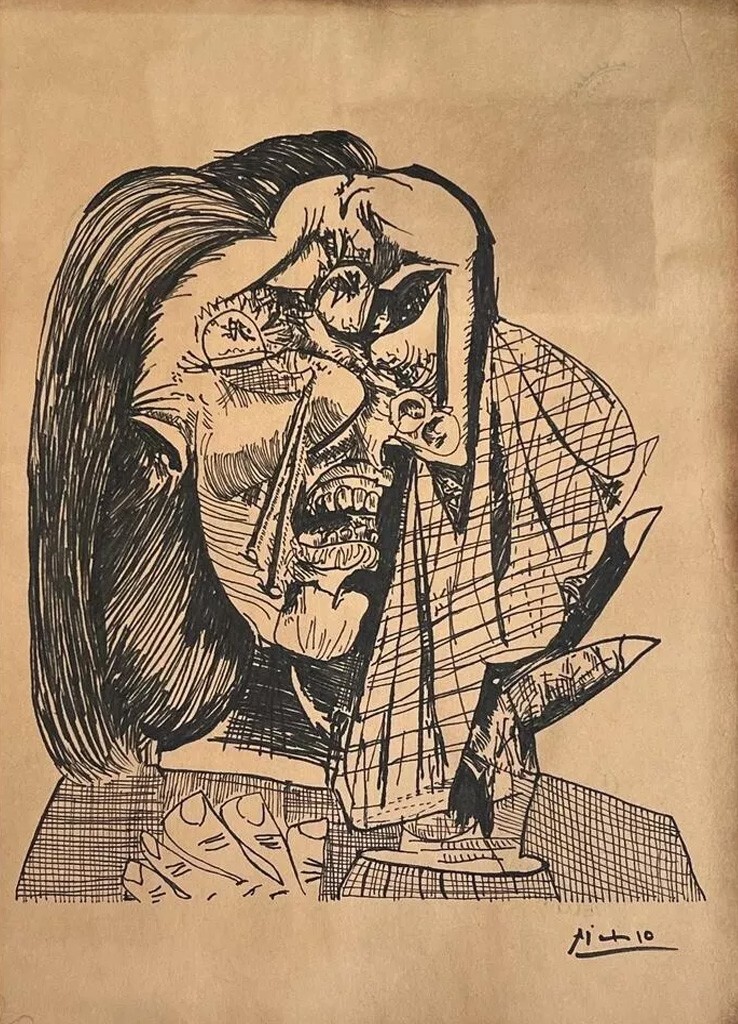 Pablo Picasso COA Art Drawing Painting Vintage Handmade Signed Original Paper