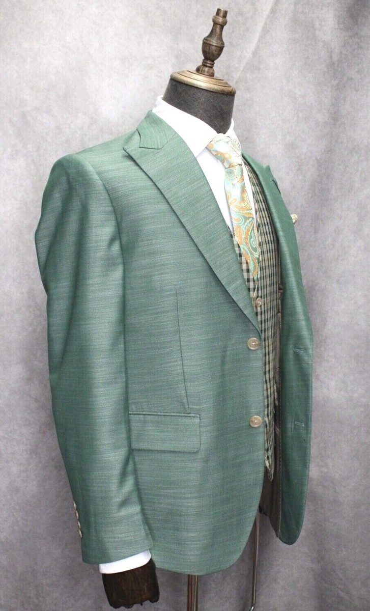 Men's Steve Harvey Green Textured Modern Fit 3PC Formal Suit | eBay