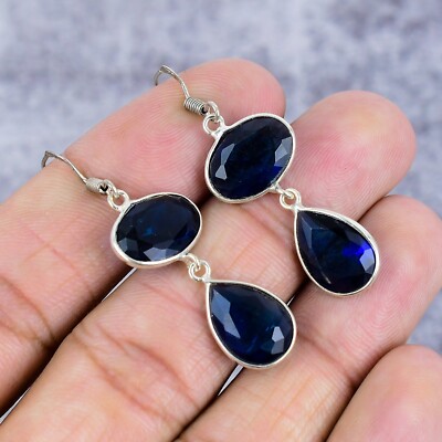 London Blue Topaz Gemstone 925 Sterling Silver Jewelry Drop Dangle Earring