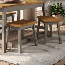 Corona Grey Small Dining Bench PAIR | Pine Wood Seat Industrial Kitchen