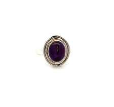 Sterling Silver Oval Amethyst Ring Size 7 Stone 9 x11mm