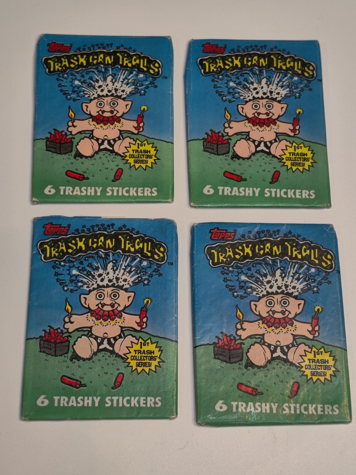 1992 Topps Trash Can Trolls 4 Unopened Wax Packs Trading Cards-image
