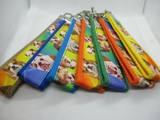 Brown Bulldog Puppy Ribbon on Strong Webbing KeyFob Keychain Wristlet Animal