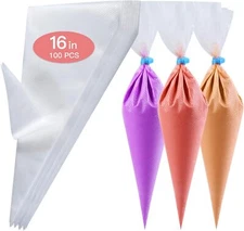 firstake Piping Bags 16 Inch - 100pcs Disposable Bags, Large Pastry... 
