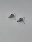 Sterling Silver 925 Diamonds & Pink Tourmaline Heart Earrings — photo 3