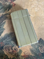 Vintage Scripto U.S.A. Lighter 22K Gold Karatclad Retro Smoker Pin Stripe