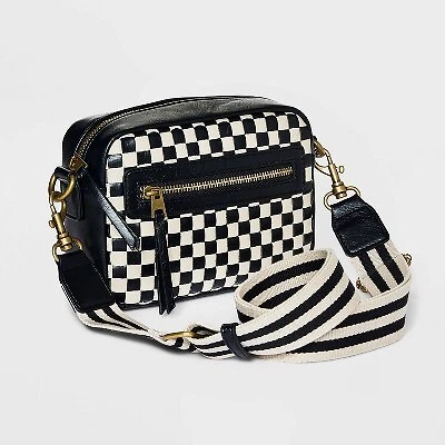 TWENTY FOUR Checkered Tote Shoulder Bag Women Crossbody Travel