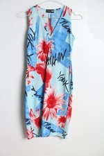 Womens Vintage 90s 00s Abstract Stretch Bodycon Dress - Size S/M (VP9)