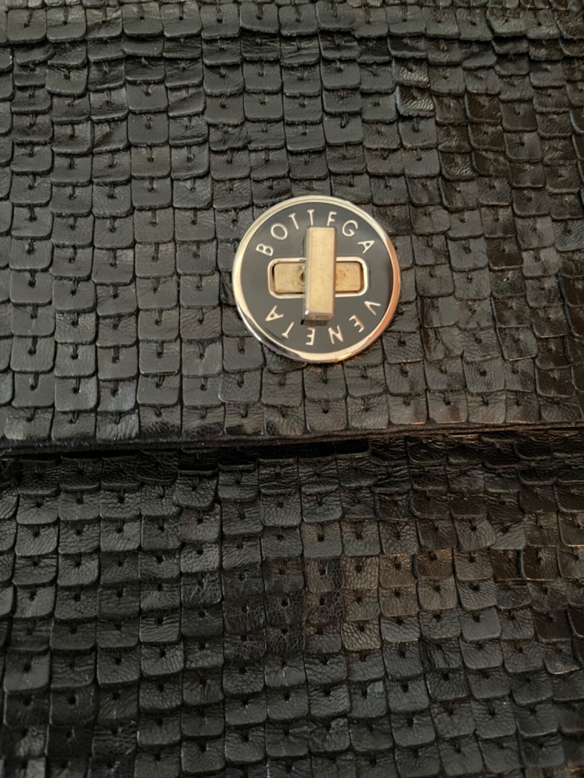 AUTHENTIC RARE Black Bottega Veneta leather "tiles" Clutch Shoulder Bag NWOT WOW image 2