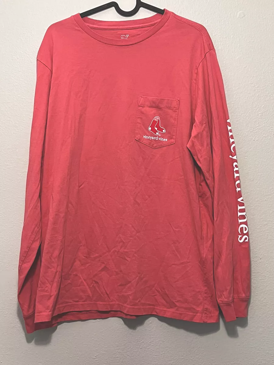 Vineyard Vines Boston Red Sox Mens Long Sleeve Shirt T-shirt Salmon Pink  Medium