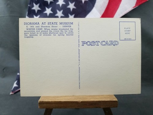 Postcard Diorama At State Museum Denver Winter Camp Trappers Linen - Picture 2 of 2