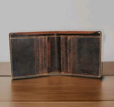 Hipster Pure Leather Bi-fold Wallet for Men Euro Size Trucker Crazy Horse J381