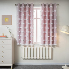 MYSKY HOME Pink Curtains for Girls Bedroom 54 Inches Long Kids Curtain with Whit