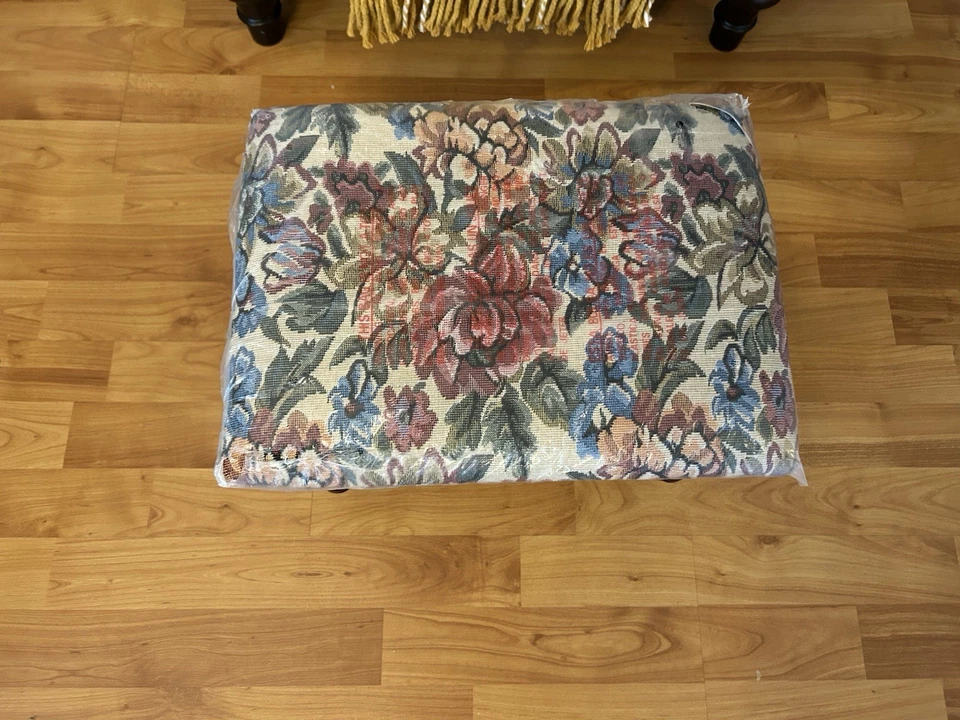 Reposapiés otomano de madera vintage con tapa acolchada almacenamiento oculto nuevo Foto 2 de 4