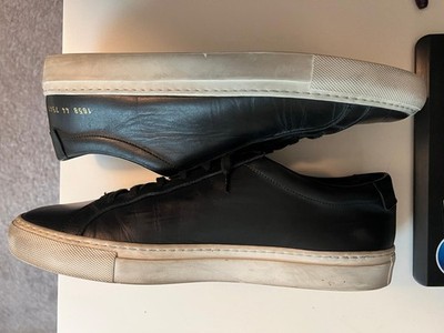 Common Projects Achilles Black Leather Casual Sneakers EU 44 Size 11 Used
