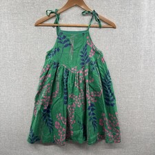 Pink Chicken Dress Girls 8Y Green Floral Vines Sleeveless Tie Lightweight Girls 