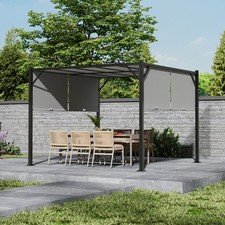 3 x 3m Pergola with Retractable Roof & Shade Garden Canopy Patio Gazebo Trellis