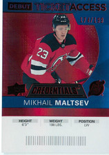 2021 Credentials 2020-21 Debut Ticket Access Red /199 Mikhail Maltsev #73