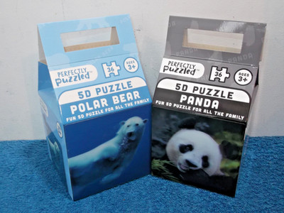 PERFEKT GEPUZZELT - 2 x 5D PUZZLE (36 TEILE) - PANDA & EISBÄR - NEU