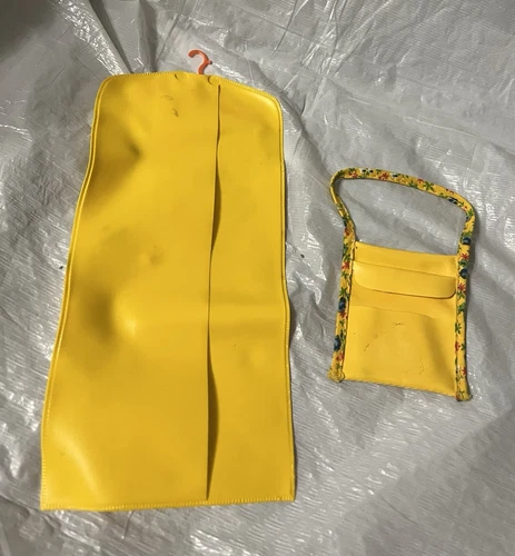 Vintage Barbie Plastic Yellow Purse And Garment Bag Travel Set With Hanger