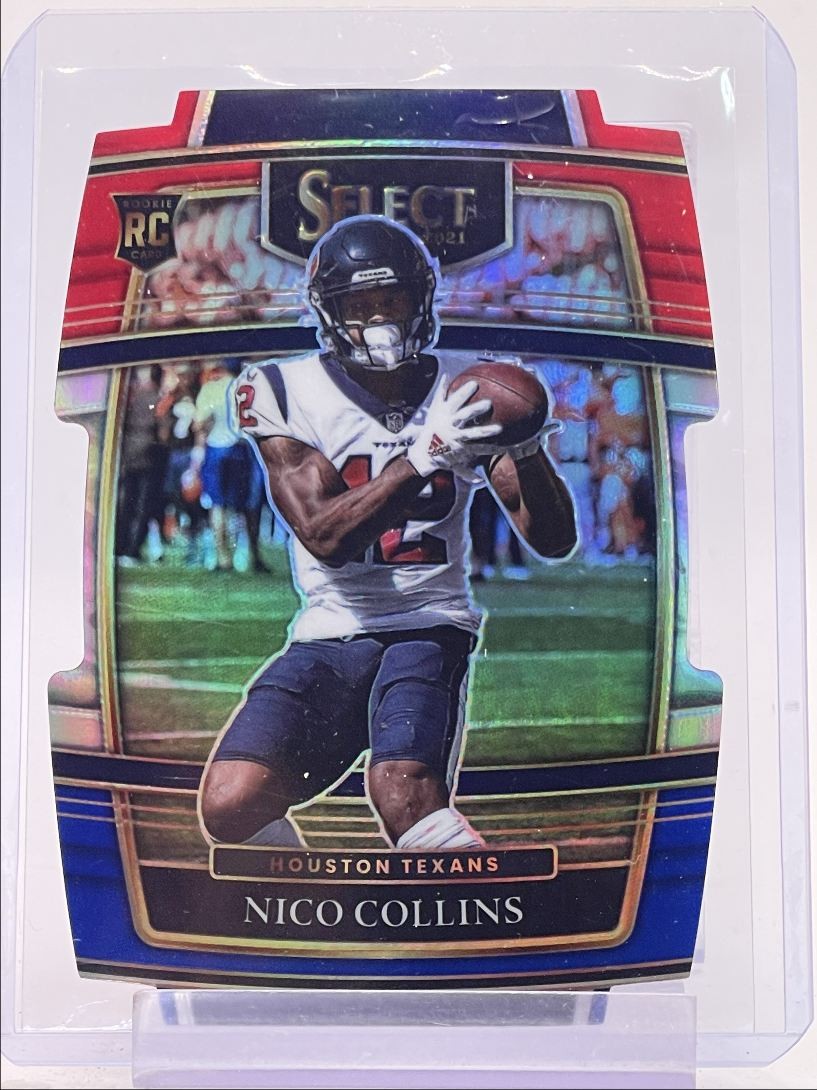 NICO COLLINS 2021 SELECT CONCOURSE ROOKIE RED BLUE PRIZM DIE CUT RC Q1742