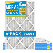 12x20x1 MERV 8 Pleated AC Furnace Air Filters MPR 600, For Home HVAC 4 Pack