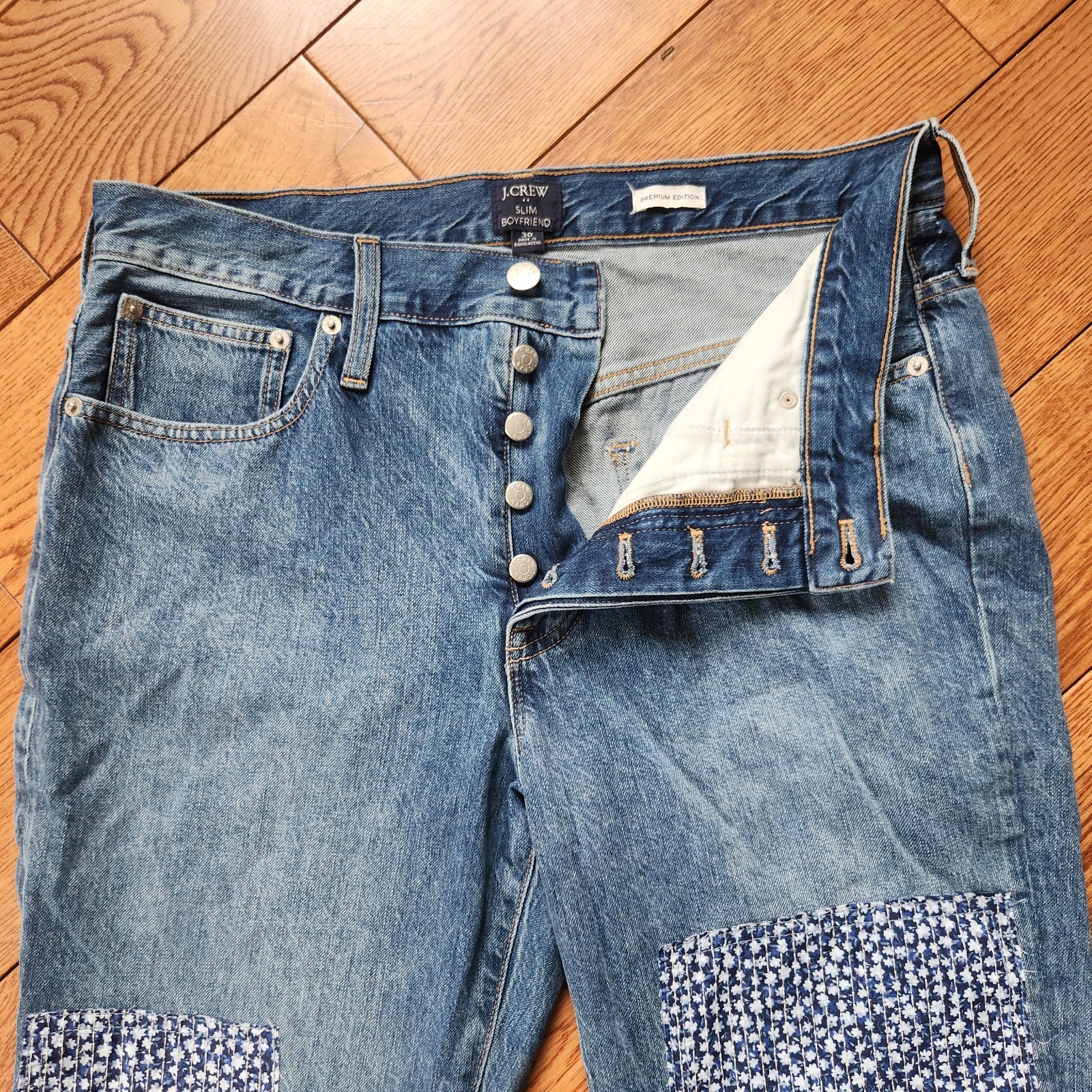 J Crew Premium Patchwork Button Fly Boyfriend Jea… - image 3