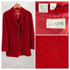 Vintage 1990s J Crew Wide Wale Corduroy Barn Jacket Blazer Red Large L Oversized