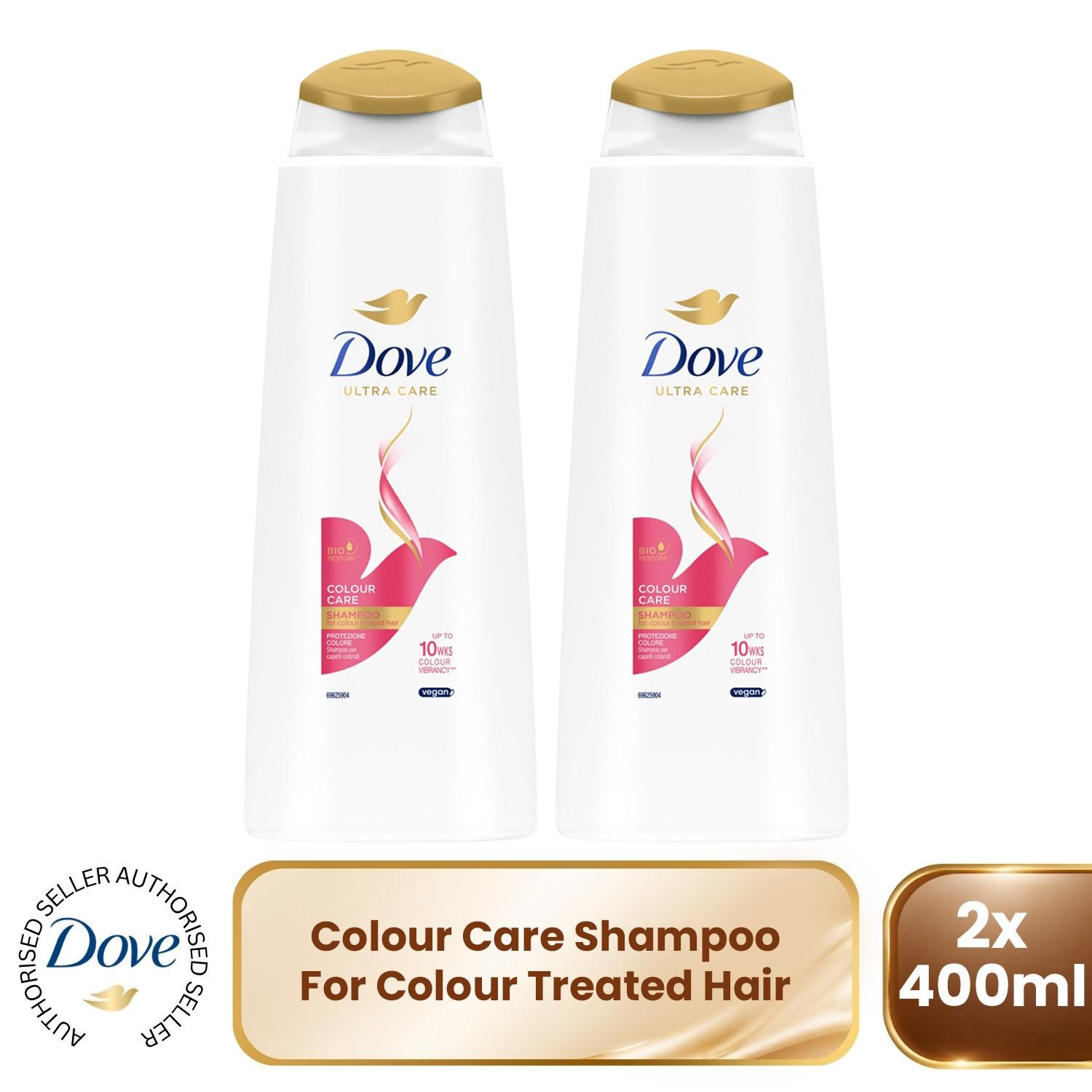 Dove Ultra Care Shampoo - Colour Care 2X400 Ml, Bio Restore Technology - Image 2