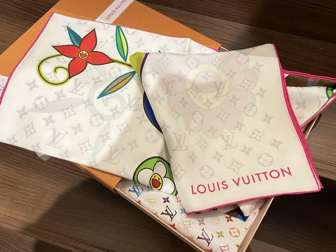 Brand new 2025 Limited Vuitton Takashi Murakami Collaboration Carre 90 Super Fla