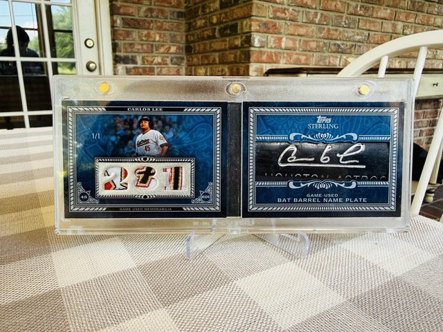 2009 Topps Sterling CARLOS LEE Game Used Bat Barrel Name Plate Patch Booklet 1/1