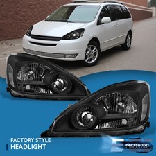 For 04-05 Toyota Sienna Black Clear Replacement Headlights Lamps Leftright Pair For 04-05 Toyota Sienna Black Clear Replacement Headlights Lamps Leftright Pair