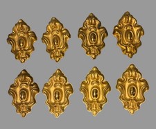 8 Antique Victorian Gilt Pressed Brass Decorative Elements Curtain Tiebacks