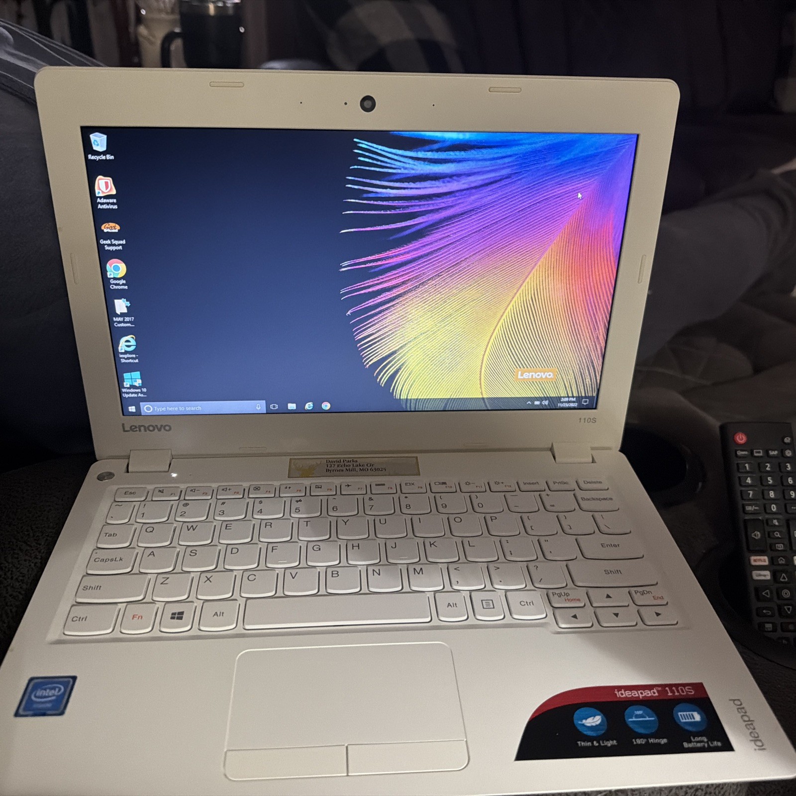 Lenovo IdeaPad 110S 11.6" White Laptop Celeron Tested Works 