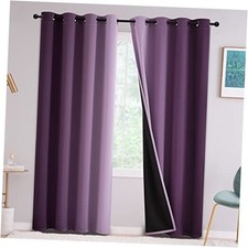 100 Blackout Curtains for Bedroom  Ombre Room 52"W x 84"L Pack of 2 Purple