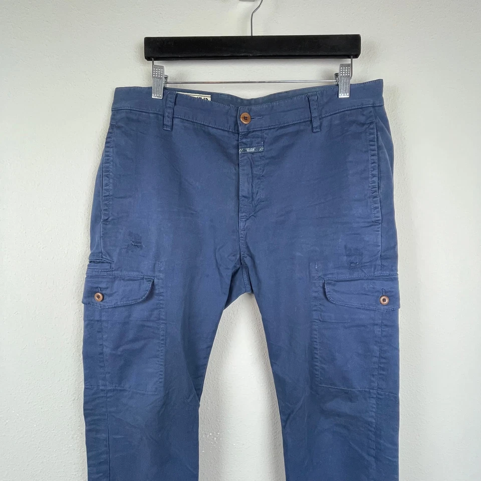 Pantalones cargo cerrados International Wilson para hombre 33 azul algodón pierna recta Foto 2 de 4