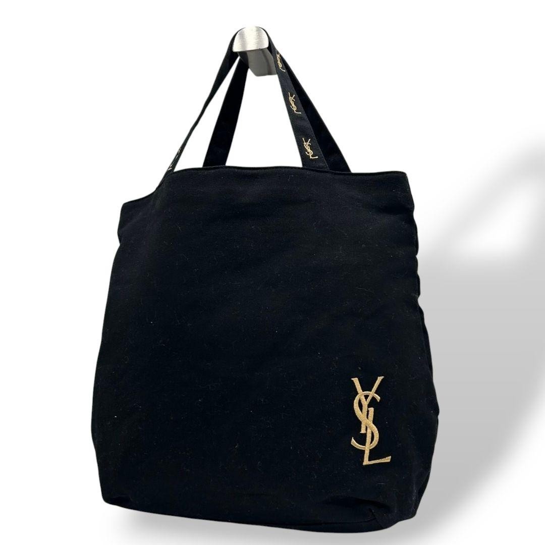 Yves Saint Laurent Tote Bag Black Logo One Shoulder Authentic