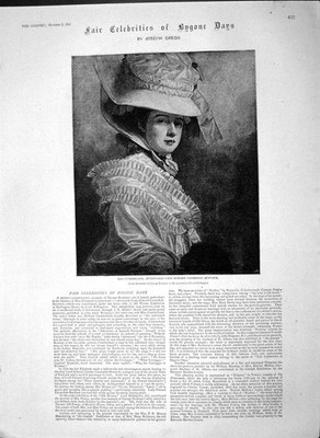 Original alter antiker Druck 1892 Miss Cumberland Cavendish Powys Mellon Robinson