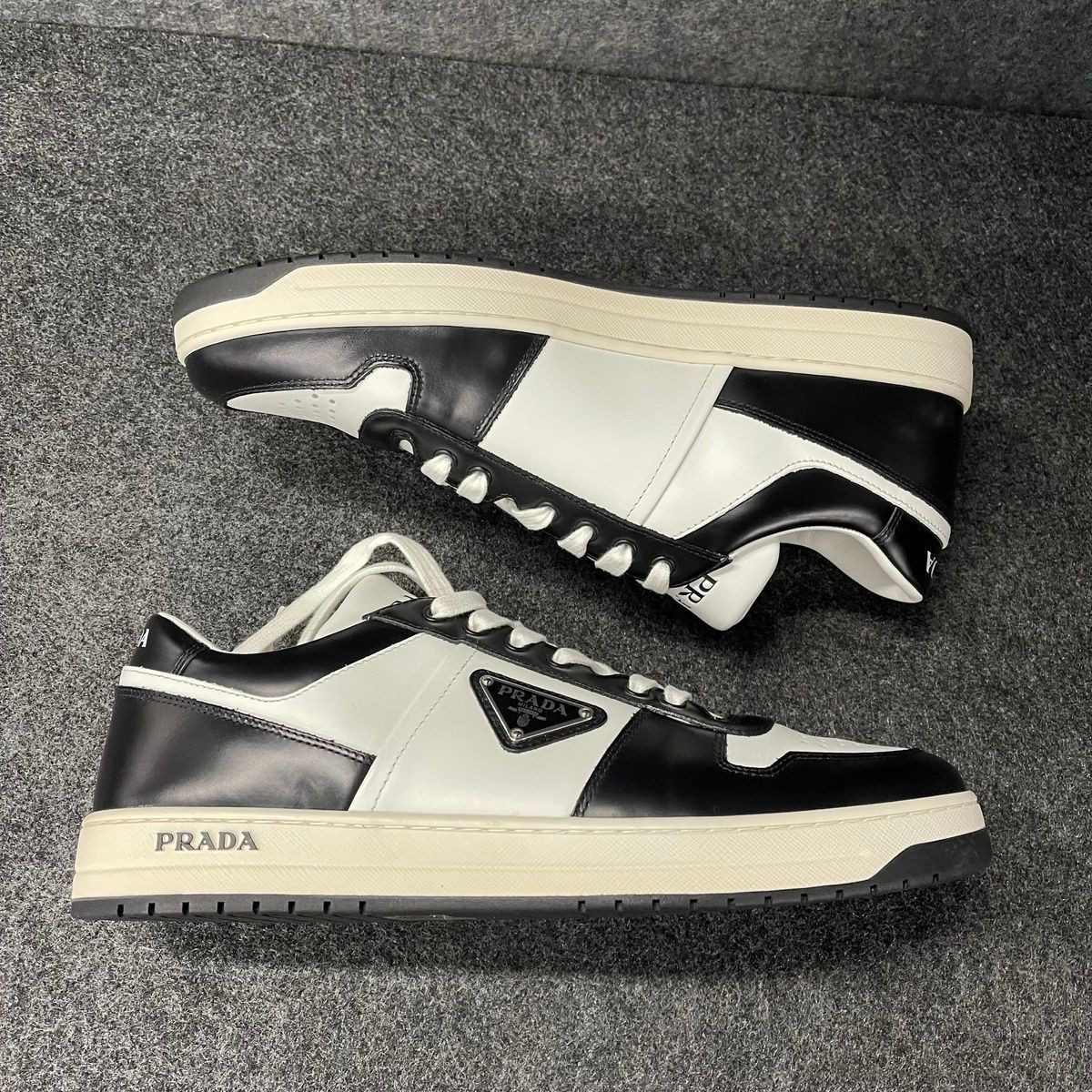 PRADA Downtown Lace-Up Sneakers Men's Size 8.5 Black/White image 6