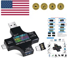 2 in 1 Type C USB Tester Color Screen LCD Digital Multimeter, USB C Voltage C...