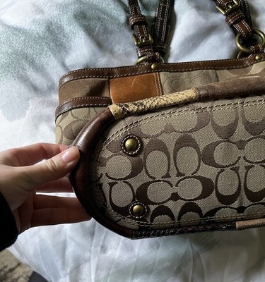 Vintage Coach Patchwork Purse Shoulder Tote F0773-11495 Brown