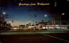 Greetings From Hollywood Hollywood California vtg postcard night time lapse f752
