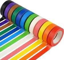 12 Rolls Colored Masking Tape 0.7Inch x 13Yards