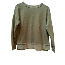 Buffalo David Bitton Olive Green Distressed Hem Crewneck Sweatshirt XS