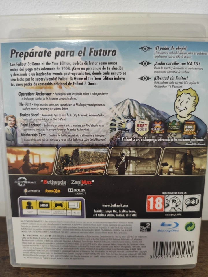 FALLOUT 3 GAME OF THE YEAR EDITION PLAYSTATION 3 PS3 PAL ESPAÑA GOTY, foto 2 de 3
